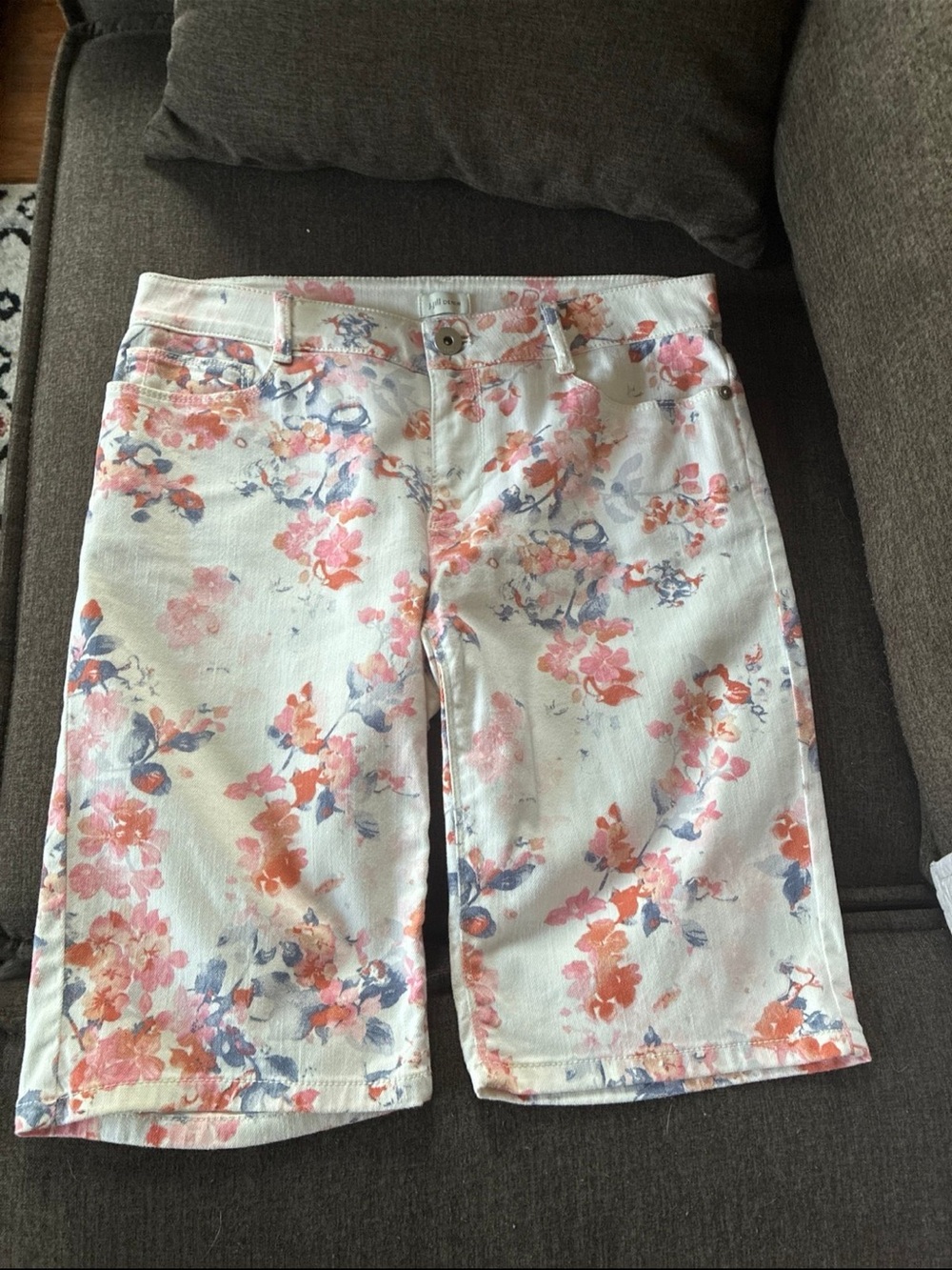 J Jill Floral White & Pink Women's Bermuda Shorts 4